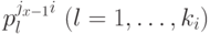 p_l^{j_{x-1}i}\ (l=1,\ldots , k_i )