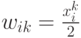 w_{ik}=\frac{x_i^k}{2}