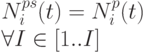 N^{ps}_i (t) = N^{p}_i (t) \\
\forall I \in [1 .. I]