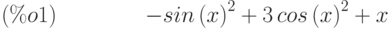 -{sin\left( x\right) }^{2}+3\,{cos\left( x\right) }^{2}+x\leqno{(\%o1) }