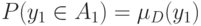 P(y_1 \in A_1)= \mu_D(y_1)