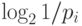 \log_21/p_i