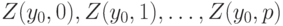 Z(y_{0},0), Z(y_{0},1),…, Z(y_{0},p)