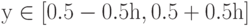 {\rm{y }}\in {\rm{[0}}{\rm{.5 - 0}}{\rm{.5h}}{\rm{, 0}}{\rm{.5 + 0}}{\rm{.5h]}}