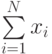 \sum\limits_{i=1}^{N}{x_i}