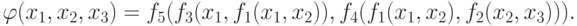 \varphi (x_1 ,x_2 ,x_3 ) = f_5 (f_3 (x_1 ,f_1 (x_1 ,x_2 )),f_4 (f_1 (x_1 ,x_2 ),f_2 (x_2 ,x_3 ))) 
.