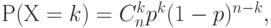 Р(Х= k) =  C_n^k p^k (1-p)^{n-k},