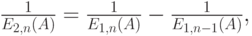 \frac{1}{E_{2,n}(A)}=\frac{1}{E_{1,n}(A)}-\frac{1}{E_{1,n-1}(A)},