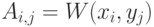 A_{i,j}=W(x_i,y_j)