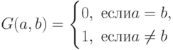 G(a,b)=
\begin {cases}
0,\ если a=b,\\
1,\ если a \ne b
\end {cases}