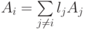 A_i = \smash[b]{\sum\limits_{j \neq i} l_j A_j}