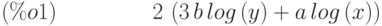 2\,\left( 3\,b\,log\left( y\right) +a\,log\left( x\right) \right) \leqno{(\%o1) }