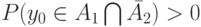 P(y_0 \in A_1 \bigcap  \bar {A_2})>0