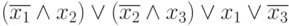 (\overline{x_1} \land x_2) \lor
(\overline{x_2} \land x_3) \lor
x_1 \lor
\overline{x_3}