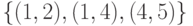 \{(1, 2), (1,
4), (4, 5)\}