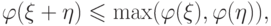 \phi(\xi+\eta)\le\max(\phi(\xi),\phi(\eta)),