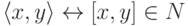 \langle  x,y\rangle \hm\leftrightarrow [x,y]\hm\in \bb N$