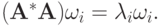 (\mathbf{A}^*\mathbf{A})\omega_i  = \lambda_i \omega_i.