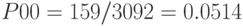 P00 = 159/3092 = 0.0514