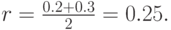 r=\frac{0.2+0.3}{2}=0.25. 