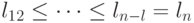 l_1\lel_2\le \dots \le l_{n-l}=l_n