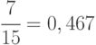 \cfrac{7}{15}=0,467