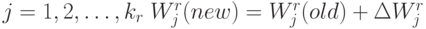 j=1,2,\ldots,k_r \;W_j^r(new)=W_j^r(old)+\Delta W_j^r