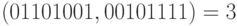 \dist\left(01101001,00101111\right)=3