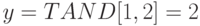 y=TAND[1,2]=2