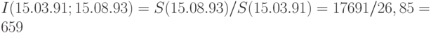 I(15.03.91; 15.08.93)= S(15.08.93)/S(15.03.91)= 17691/26,85 = 659 