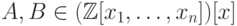 A,B\hm\in(\mathbb Z[x_1,\dots,x_n])[x]