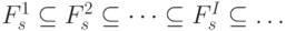 F_s^1 \subseteq F_s^2 \subseteq \dots \subseteq F_s^I \subseteq \dots