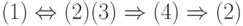 (1) \Leftrightarrow (2) \Righrarrow (3) \Rightarrow (4) \Rightarrow (2)