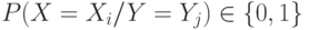 P(X=X_i/Y=Y_j)\in \{0,1\}