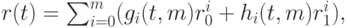 r(t)=\sum_{i=0}^m(g_i(t,m)r_0^i+h_i(t,m)r_1^i),