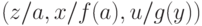 (z/a, x/f(a), u/g(y))