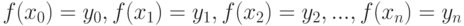 f(x_0)=y_0,f(x_1)=y_1,f(x_2)=y_2,...,f(x_n)=y_n