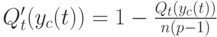 Q_t'(y_c(t))=1-\frac {Q_t(y_c(t))}{n(p-1)}