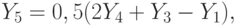 Y_5 = 0,5 (2Y_4 + Y_3 - Y_1),