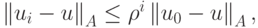 \left\| {u_i - u}\right\|_{A} \le {\rho}^{i} \left\| {u_0 - u}\right\|_{A},