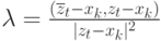 \lambda=\frac{(\overline{z}_t-x_k,z_t-x_k)}{|z_t-x_k|^2}