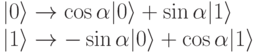 |0\rangle \to \cos \alpha |0\rangle +\sin \alpha |1\rangle\\
|1\rangle \to -\sin \alpha |0\rangle +\cos \alpha |1\rangle 