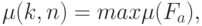 \mu(k,n)=max\mu(F_{a}),