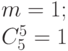 m = 1;\\
C_5^5 =1