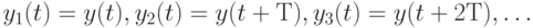 y_1(t)=y(t), y_2(t)=y(t+Т), y_3(t)=y(t+2Т),\dots 