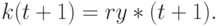 k(t + 1) = ry*(t + 1).