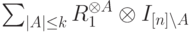 \sum_{|A|\le k}^{} R_1^{\otimes A}\otimes I_{[n]\setminus A}