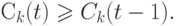\eq*{
C_k(t) \ge C_k(t- 1).
}
