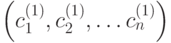 \left( c_1^{(1)}, c_2^{(1)}, \ldots c_n^{(1)} \right)