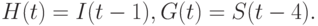 H(t) = I(t- 1), G(t) = S (t - 4).